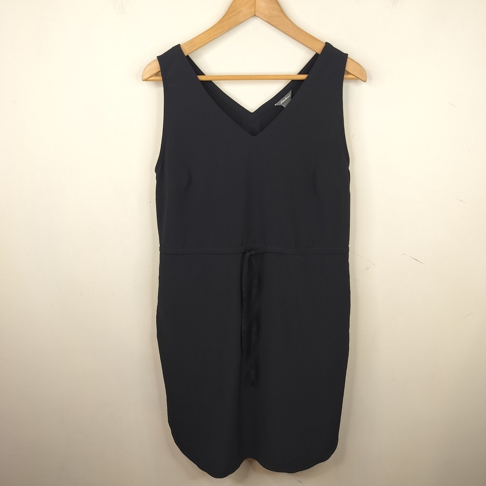 Eddie Bauer Casual Athletic Dress Medium Drawstring Waist Zip Pockets Black